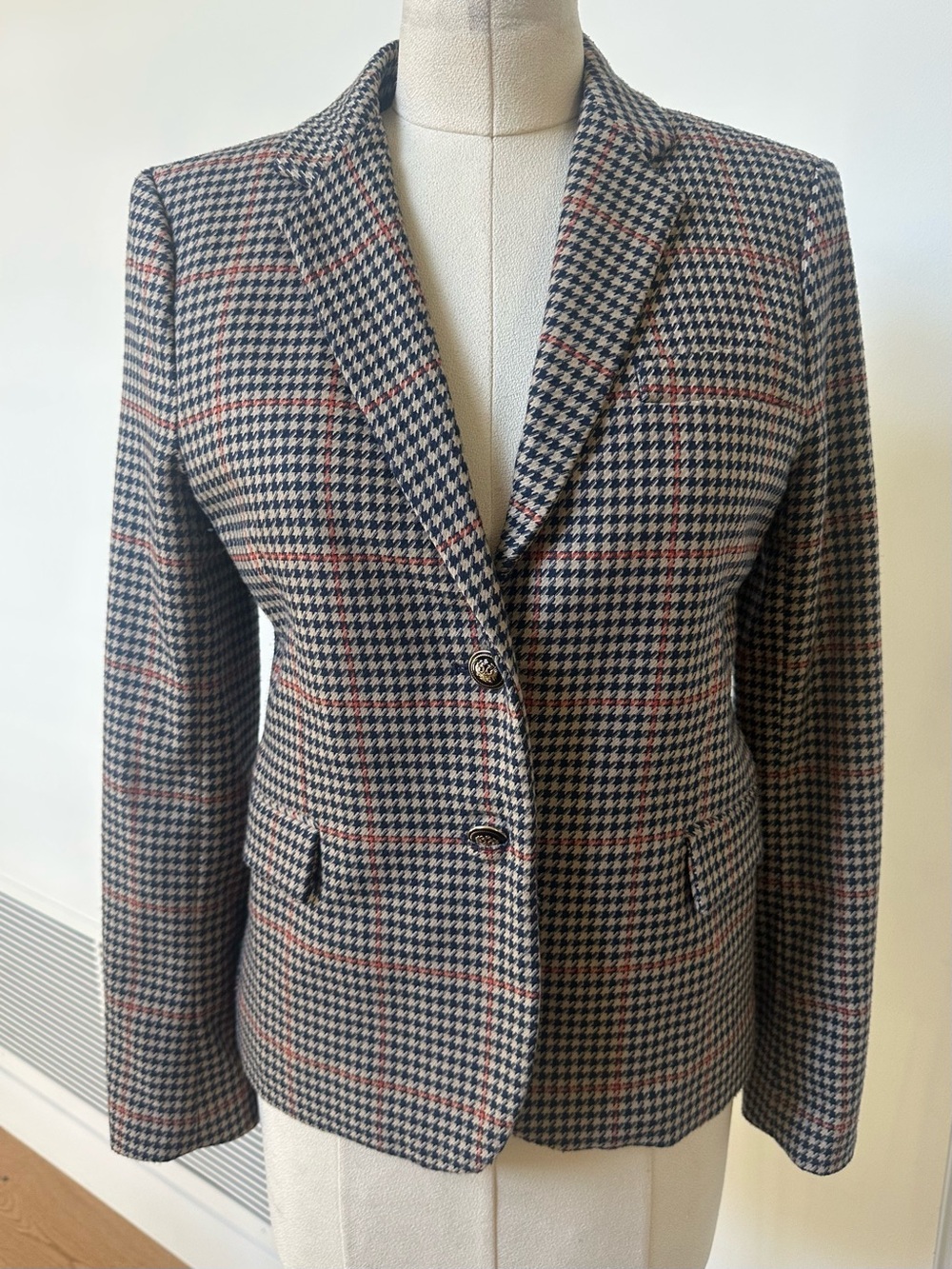 Zara Woman Houndstooth Blazer Jacket Size Small (zoom for measurements)